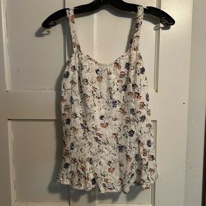 Suzy Shier Floral Camisole in Cream and Blue